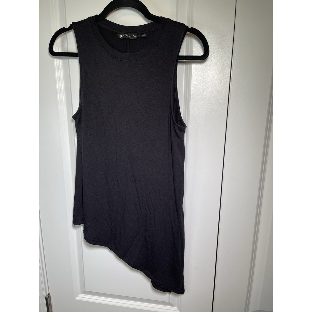 ATHLETA BLACK SLEEVELESS CLOUDLIGHT ASYMMETRICAL SIDE-TIE TANK TOP Sz Small